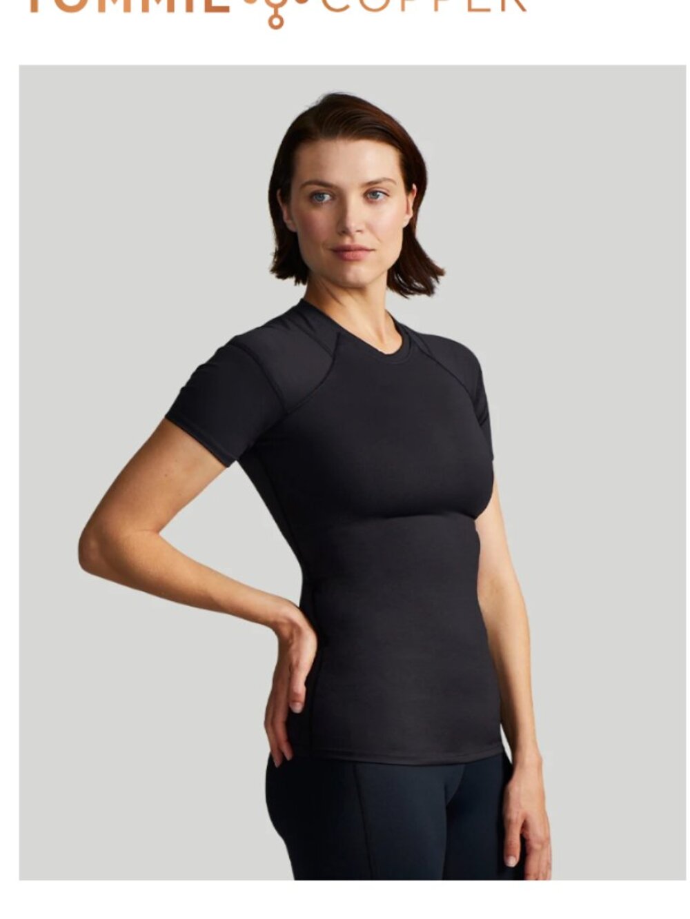 Tommie Copper Shoulder Support Compression Short Sleeve Shirt Black Women's XL